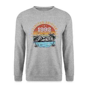 1992 Cadeau Anniversaire Vintage Rétro Né en 1992 - Sweat-shirt Unisexe - gris chiné - Devant - Alina (178cm) & Michal (187cm)