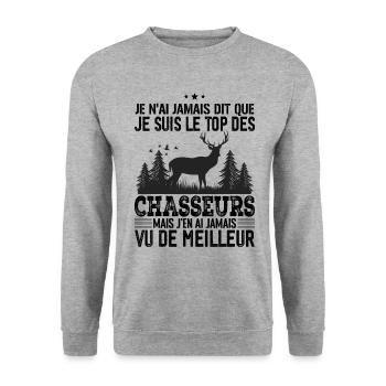 Chasse Pour Homme Cerf Cadeau Chasse Hommes - Sweat-shirt Unisexe - gris chiné - Devant - Alina (178cm) & Michal (187cm)