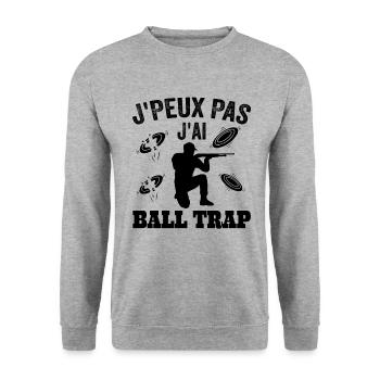 J'Peux Pas J'ai BallTrap - Sweat-shirt Unisexe - gris chiné - Devant - Alina (178cm) & Michal (187cm)