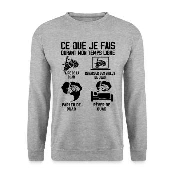 Ce que je fais durant mon temps libre QUAD - Sweat-shirt Unisexe - gris chiné - Devant - Alina (178cm) & Michal (187cm)