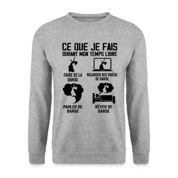 Ce que je fais durant mon temps libre danse - Sweat-shirt Unisexe - gris chiné - Devant - Alina (178cm) & Michal (187cm)