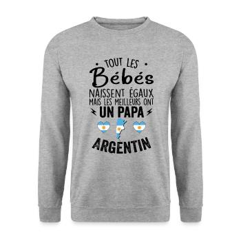 Bébés égaux meilleurs ont un papa Argentin - Sweat-shirt Unisexe - gris chiné - Devant - Alina (178cm) & Michal (187cm)