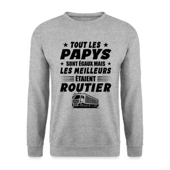 Routier Papy Cadeau Chauffeurs Routiers - Sweat-shirt Unisexe - gris chiné - Devant - Alina (178cm) & Michal (187cm)