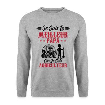 Ich bin der beste Vater, weil ich Landwirt bin - Unisex Pullover - Weißgrau meliert - Vorne - Alina (178cm) & Michal (187cm)