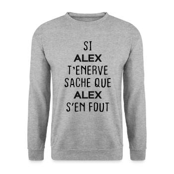 Si t'énerve sache que Alex - Sweat-shirt Unisexe - gris chiné - Devant - Alina (178cm) & Michal (187cm)