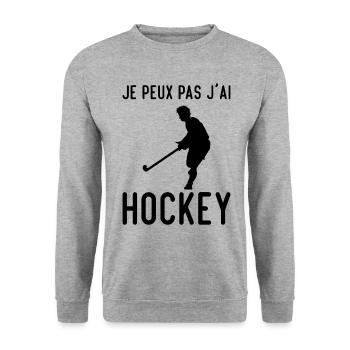 Hockey - Je Peux Pas J'ai Hockey Hockeyeur - Sweat-shirt Unisexe - gris chiné - Devant - Alina (178cm) & Michal (187cm)
