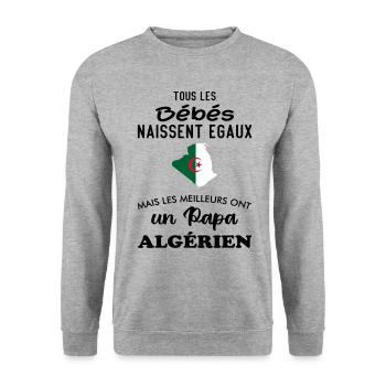 Better Equal Babies Have an Algerian Dad - Unisex Sweatshirt - salt & pepper - Front - Alina (178cm) & Michal (187cm)