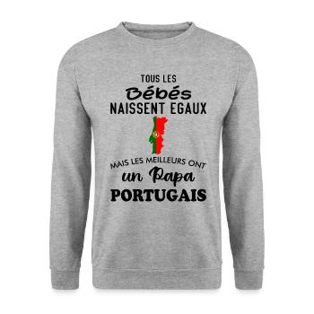 Better Equal Babies Have a Portuguese Dad - Unisex Sweatshirt - salt & pepper - Front - Alina (178cm) & Michal (187cm)