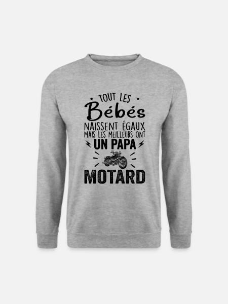 Babys haben am besten einen Biker-Papa - Unisex Pullover - Weißgrau meliert