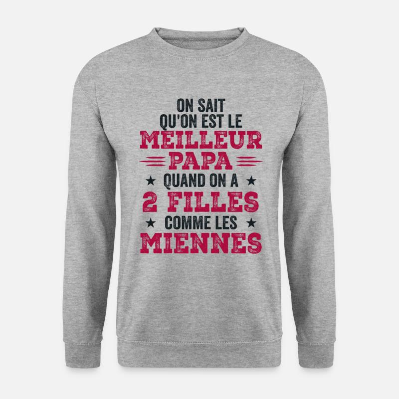 Bester Vater von zwei Mädels - Unisex Pullover - Weißgrau meliert