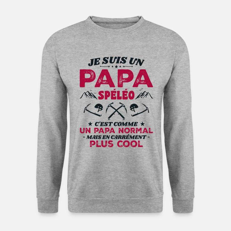 Cooler Höhlenforscher-Papa - Unisex Pullover - Weißgrau meliert