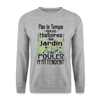 Jardin Poule Humour - Humour Jardinier - Unisex Sweatshirt - salt & pepper - Front - Alina (178cm) & Michal (187cm)