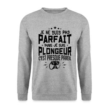 Je Suis Plongeur - Plongeur Plongée Sous-marine - Sweat-shirt Unisexe - gris chiné - Devant - Alina (178cm) & Michal (187cm)