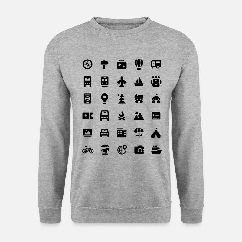 Reisesymbole Reisesymbole ohne Worte Sprechen Sie Voya - Unisex Pullover - Weißgrau meliert