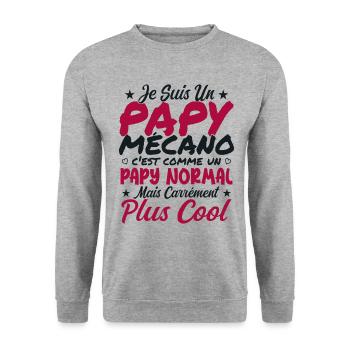 I'm a mechanic grandpa like a normal grandpa - Unisex Sweatshirt - salt & pepper - Front - Alina (178cm) & Michal (187cm)