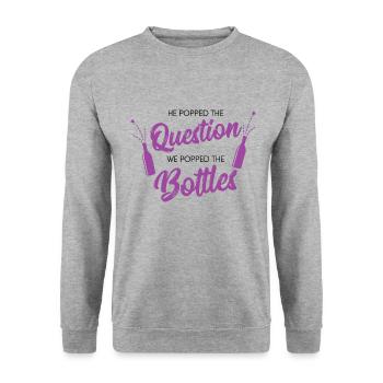 Junggesellinnenabschied Geschenk Hochzeit Braut - Unisex Pullover - Weißgrau meliert - Vorne - Alina (178cm) & Michal (187cm)