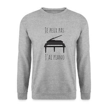 Je peux pas j ai piano - Sweat-shirt Unisexe - gris chiné - Devant - Alina (178cm) & Michal (187cm)
