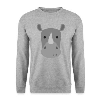 Nashorn Geschenk Kinder Kind Baby niedlich Tier - Unisex Pullover - Weißgrau meliert - Vorne - Alina (178cm) & Michal (187cm)