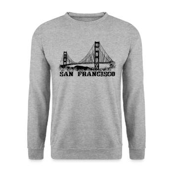 San Francisco Golden Gate Bridge Bridge Skyline - Unisex Sweatshirt - salt & pepper - Front - Alina (178cm) & Michal (187cm)