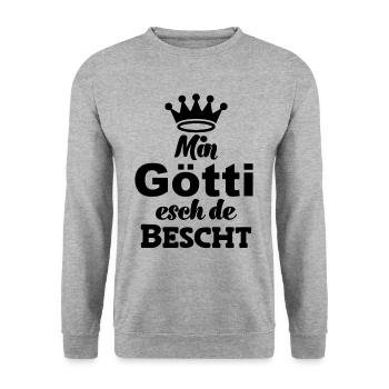Min Götti esch de bescht Patenonkel Schweiz - Unisex Pullover - Weißgrau meliert - Vorne - Alina (178cm) & Michal (187cm)