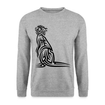 Erdmännchen Tribal Tattoo - Unisex Pullover - Weißgrau meliert - Vorne - Alina (178cm) & Michal (187cm)