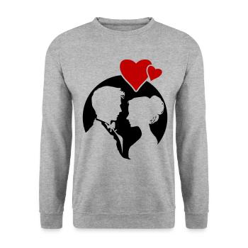 Ehepaar Hochzeit Silhouette - Unisex Pullover - Weißgrau meliert - Vorne - Alina (178cm) & Michal (187cm)