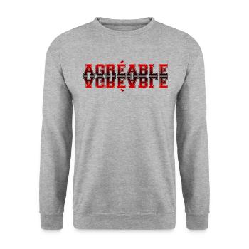 Agréable Spiegel Design Rot und Schwarz - Unisex Pullover - Weißgrau meliert - Vorne - Alina (178cm) & Michal (187cm)