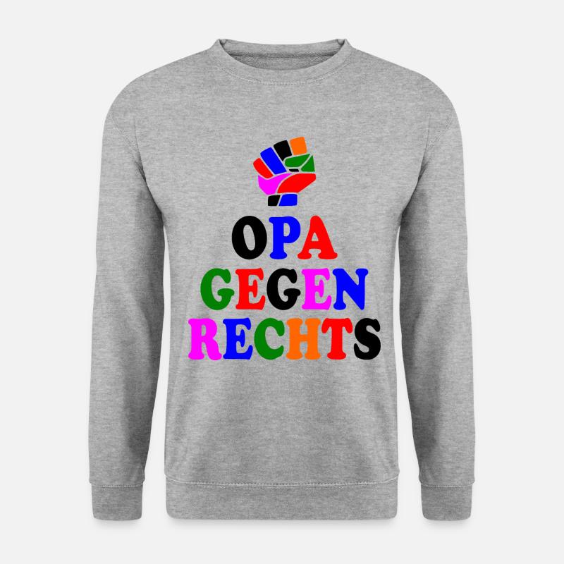 Opa gegen rechts - Unisex Pullover - Weißgrau meliert