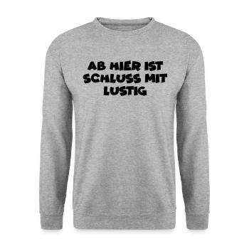 Schluss mit Lustig - Unisex Pullover - Weißgrau meliert - Vorne - Alina (178cm) & Michal (187cm)