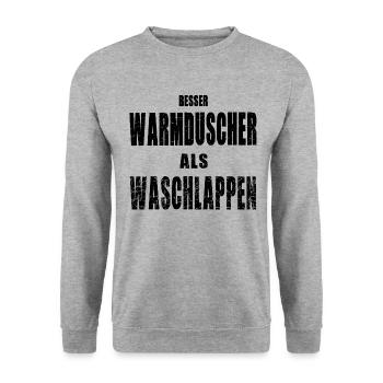 Gaspreise Gaskrise Waschlappen Geschenk lustig - Unisex Pullover - Weißgrau meliert - Vorne - Alina (178cm) & Michal (187cm)