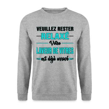 Laveur de vitres Nettoyeur de bâtiment cadeau - Sweat-shirt Unisexe - gris chiné - Devant - Alina (178cm) & Michal (187cm)