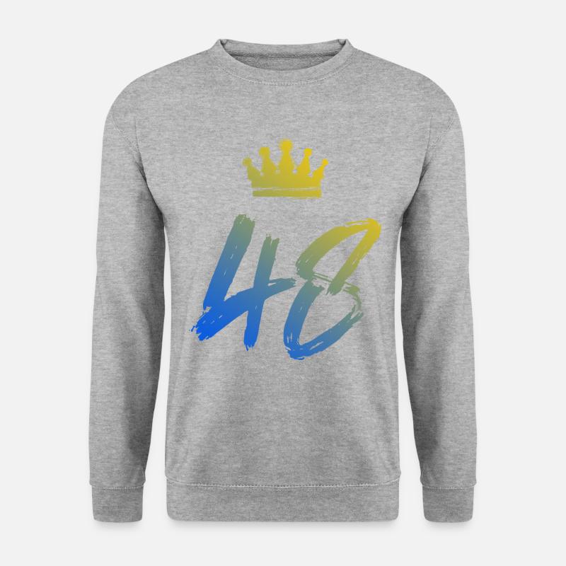 48 Zahl Krone - Unisex Pullover - Weißgrau meliert