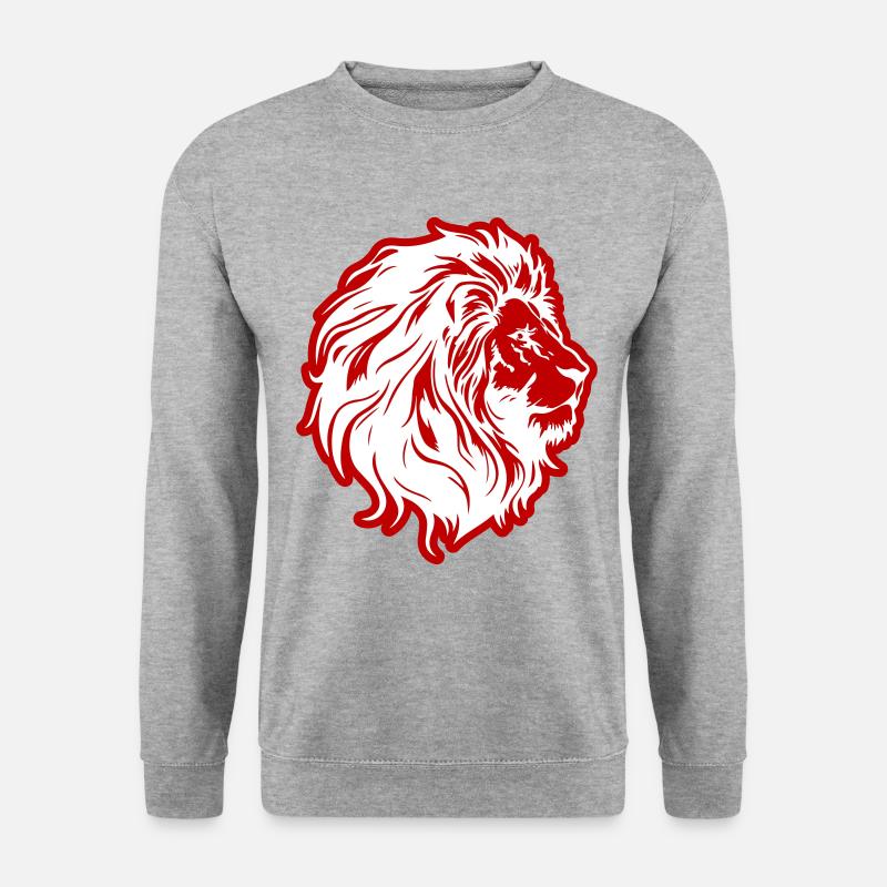 Löwenkopf Löwe Silhouette - Unisex Pullover - Weißgrau meliert