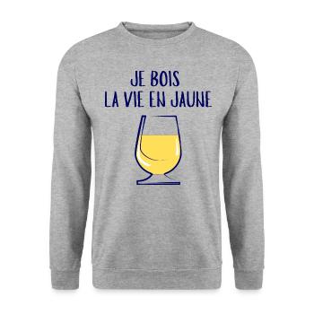 APERO - Je Bois la Vie en Jaune - Boisson du sud - Sweat-shirt Unisexe - gris chiné - Devant - Alina (178cm) & Michal (187cm)