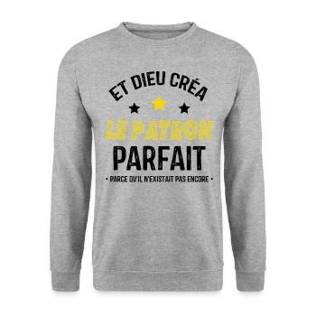 Et dieu créa le patron parfait - Sweat-shirt Unisexe - gris chiné - Devant - Alina (178cm) & Michal (187cm)
