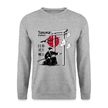 Samurai Warrior - Unisex Sweatshirt - salt & pepper - Front - Alina (178cm) & Michal (187cm)