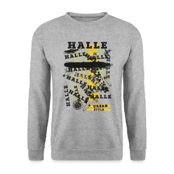 Halle Germany City Skyline Home Love - Unisex Sweatshirt - salt & pepper - Front - Alina (178cm) & Michal (187cm)