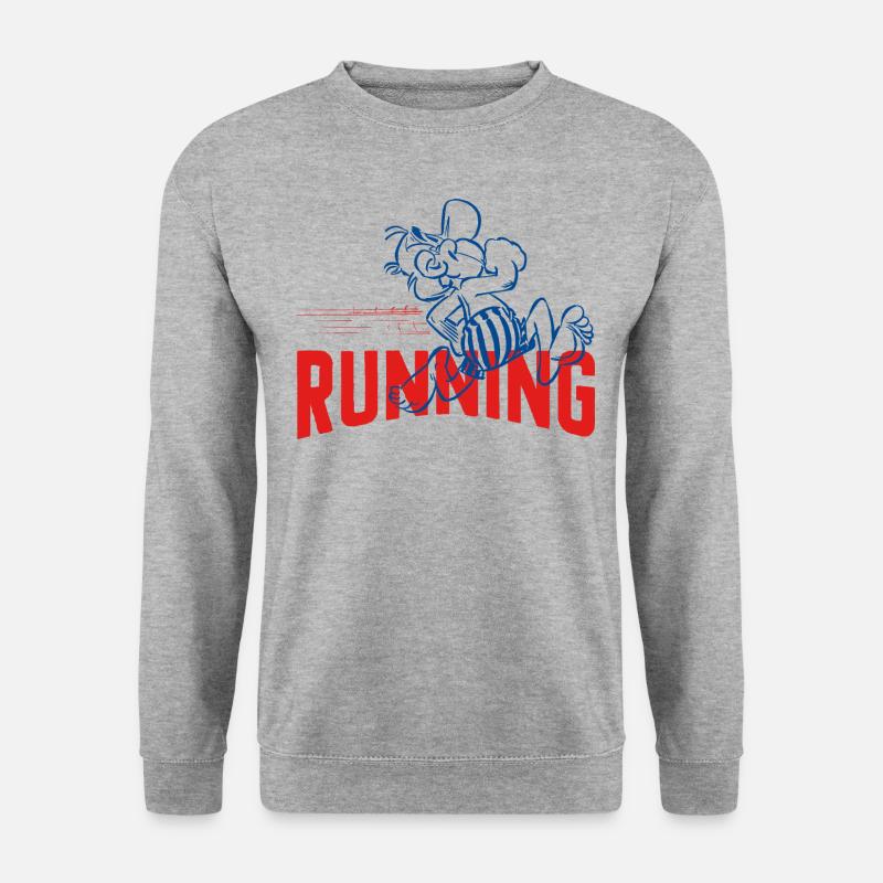 Asterix & Obelix Design Asterix Courir - Sweat-shirt Unisexe - gris chiné