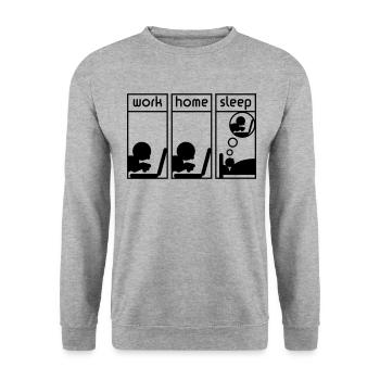 Computerfreak (work - home - sleep) - Unisex Pullover - Weißgrau meliert - Vorne - Alina (178cm) & Michal (187cm)