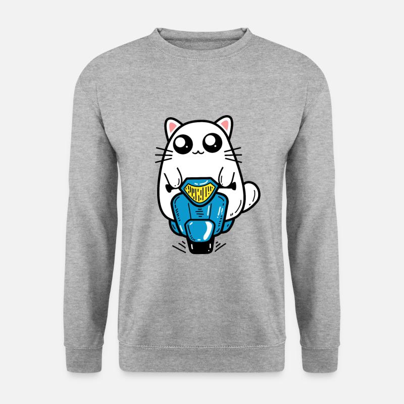 Katze Motorroller - Unisex Pullover - Weißgrau meliert