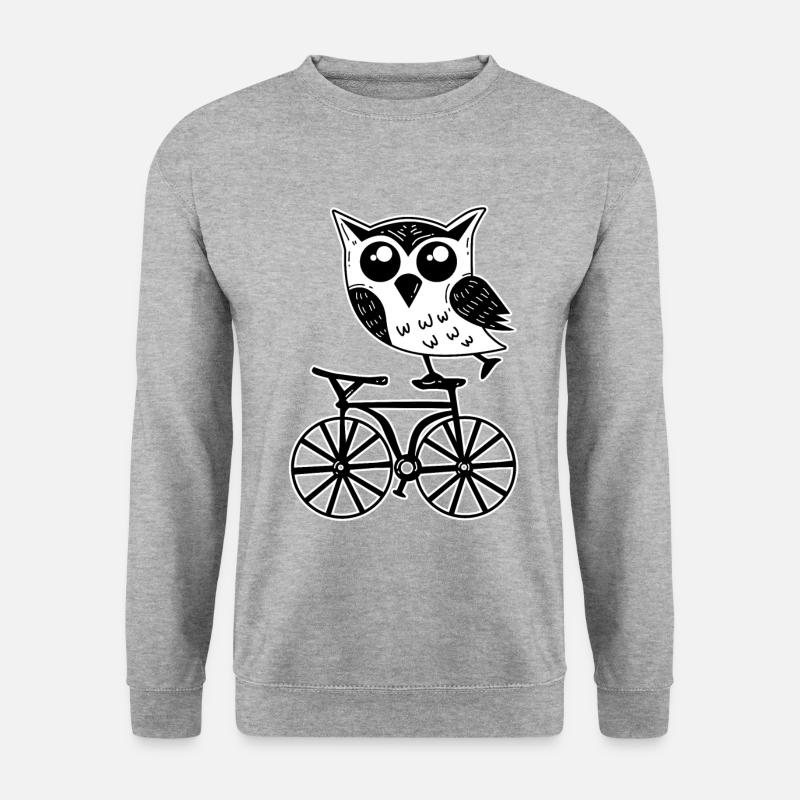Eule Fahrrad - Unisex Pullover - Weißgrau meliert