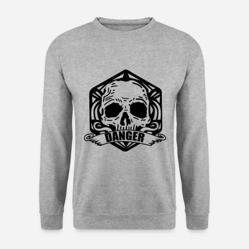 Danger Totenkopf Totenschädel - Unisex Pullover - Weißgrau meliert