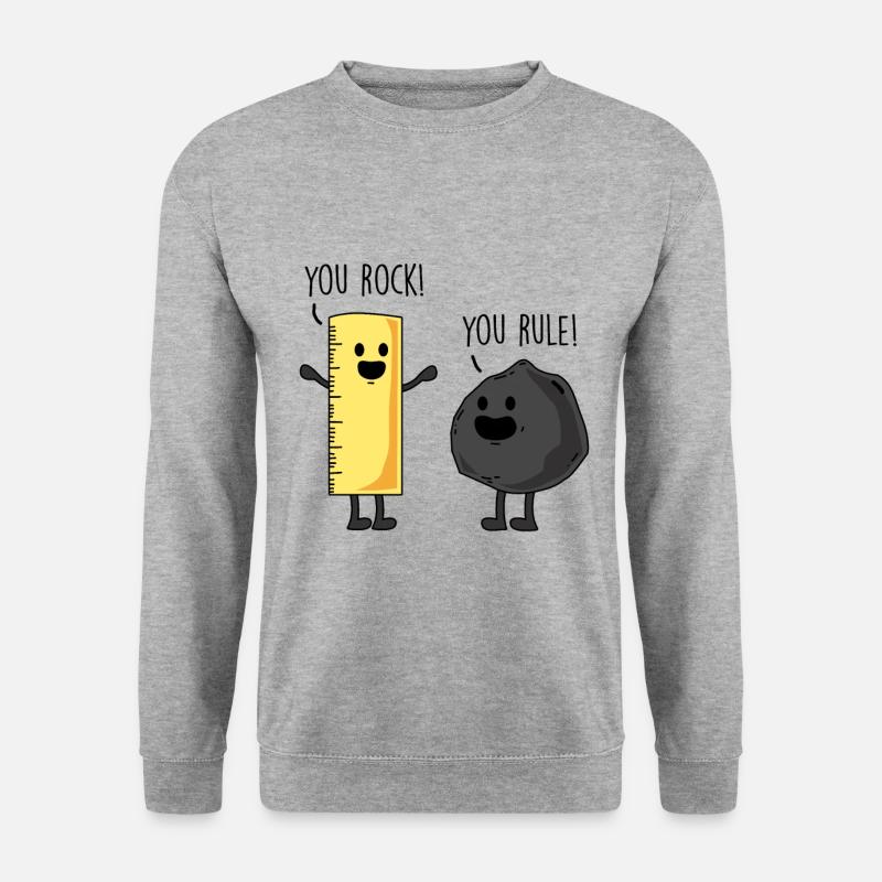 You rock! - You rule! - Lustiger Comic - Unisex Pullover - Weißgrau meliert