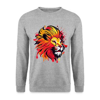 Tête de lion, signe du zodiaque - Sweat-shirt Unisexe - gris chiné - Devant - Alina (178cm) & Michal (187cm)