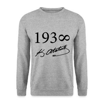 Kemal Ataturk - Unisex Sweatshirt - salt & pepper - Front - Alina (178cm) & Michal (187cm)
