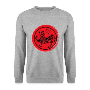 Karate Shotokan Tiger logo - Unisex Sweatshirt - salt & pepper - Front - Alina (178cm) & Michal (187cm)