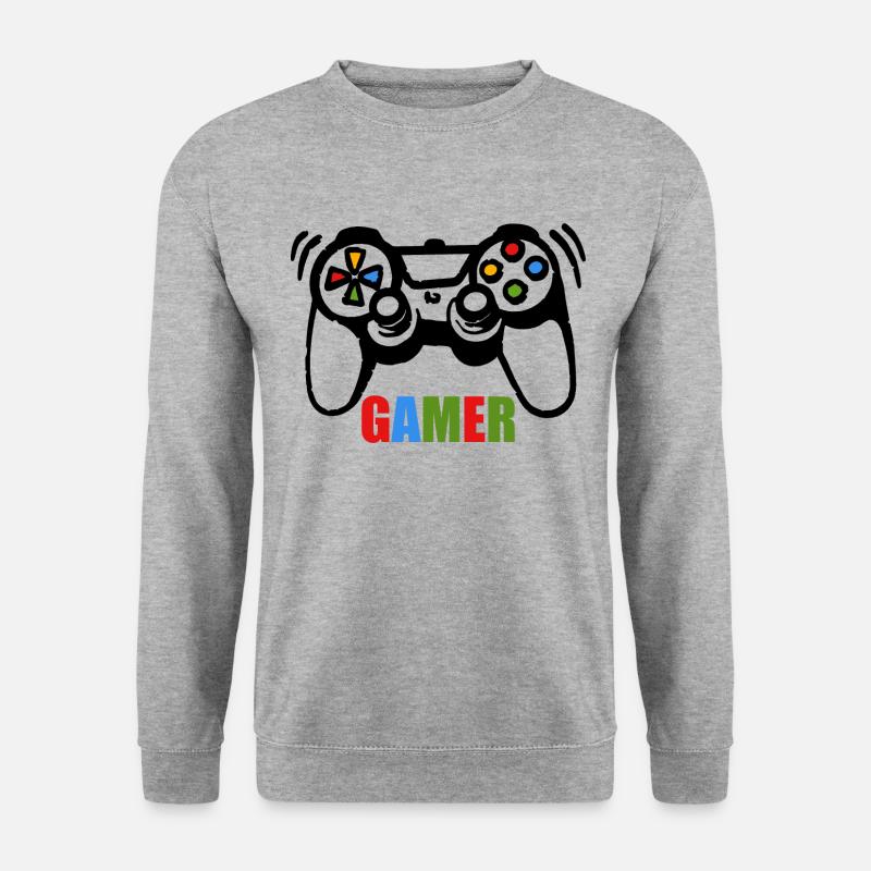 Spielkonsolen-Spieler - Unisex Pullover - Weißgrau meliert