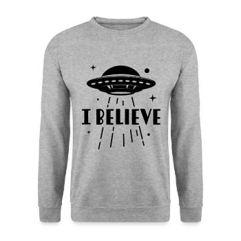 Je crois - Sweat-shirt Unisexe - gris chiné - Devant - Alina (178cm) & Michal (187cm)