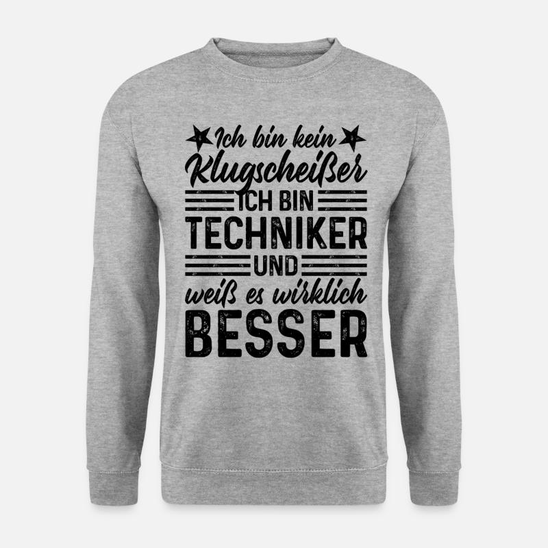 Techniker lustiger Spruch bin kein Klugscheißer - Unisex Pullover - Weißgrau meliert