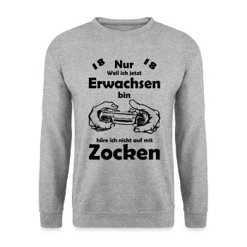 Gaming Shirt für den 18. Geburtstag - Unisex Pullover - Weißgrau meliert - Vorne - Alina (178cm) & Michal (187cm)